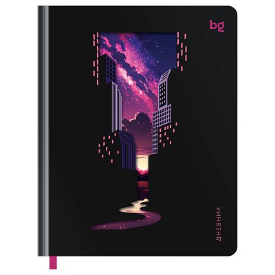 Дневник 1-11 кл. 48л. (твердый) BG «Mysterious city», фигурная вырубка, матовая ламинация, тиснение фольгой, ляссе