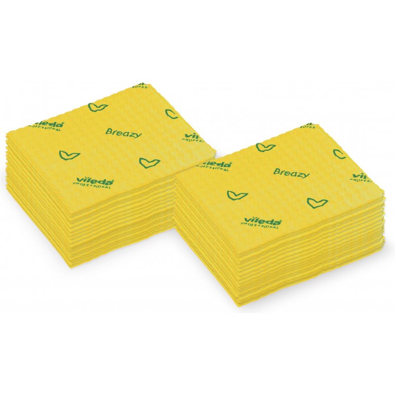 Салфетки хозяйственные Vileda Professional Бризи микрофибра 35.5×35 см жёлтые 25 штук в упаковке (арт. производителя 161618)
