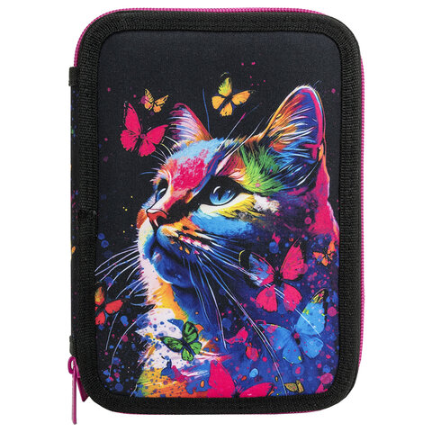 Пенал BRAUBERG, 2 отделения, полиэстер, 21×14 см, «Butterfly catcher»