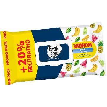 превью Влажные салфетки освежающие Emily Style Tropic 100+20 штук в упаковке