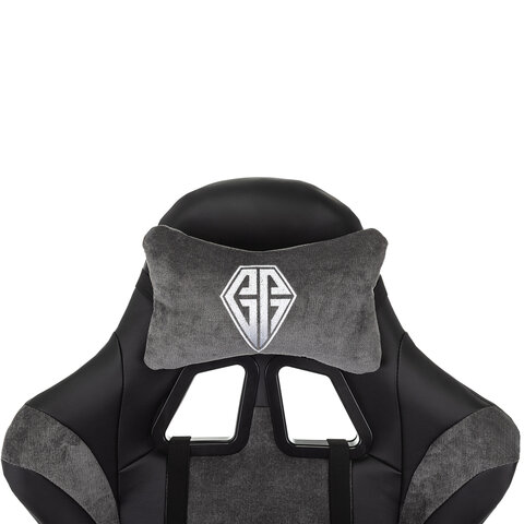 Кресло компьютерное BRABIX ''Forcer GM-127''2 подушкиэкокожа/велюрчерное/серое533216