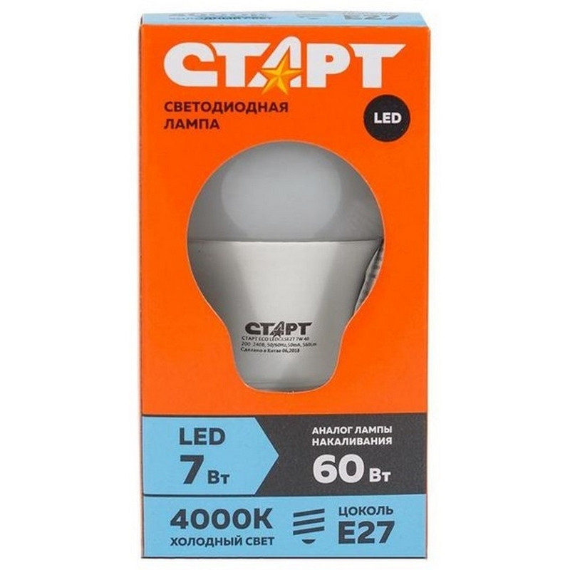 превью Лампа светодиодная Старт ECO E27 7W 4000K нейтральный белый свет