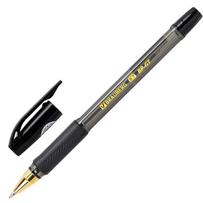 Ручка шариковая BRAUBERG BP-GT GLD BLACK, ЧЕРНАЯ, корпус тонированный, пишущий узел 0.7 мм, линия письма 0.35 мм