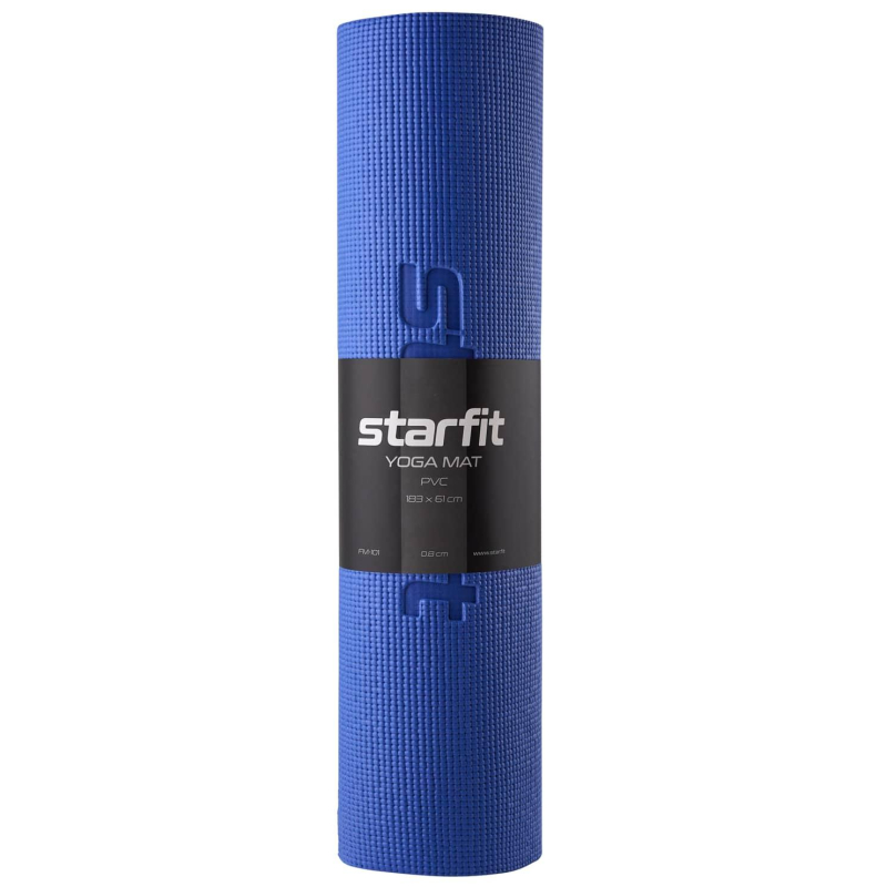 Коврик для йоги STARFIT FM-101 PVC, 0.8 см, 183×61см, темно-син, ЦБ-00001561