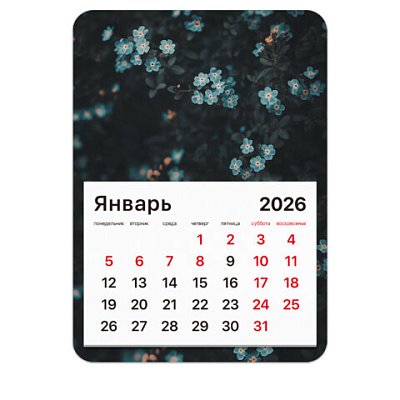 Календарь отрывной на магните на 2026 г., BRAUBERG, 130×180 мм, склейка, «Цветы»