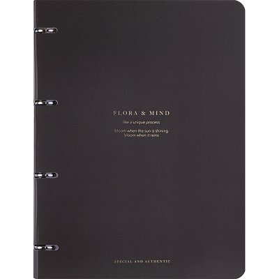 Тетрадь общая, BS, А4, 120л., клетка, кольца,. Flora, черный N4238