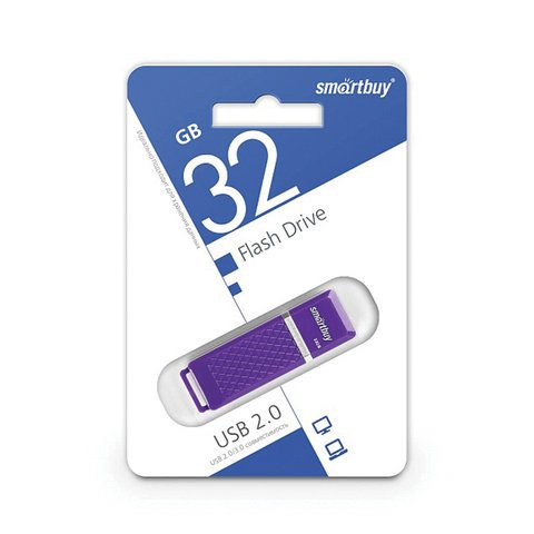 Флэш-диск 32 GB, SMARTBUY Quartz, USB 2.0, фиолетовый