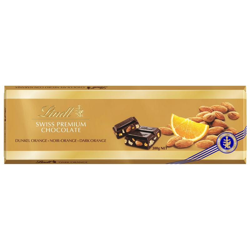 превью Шоколад Lindt Gold темный с апельсином и миндалем 300 г
