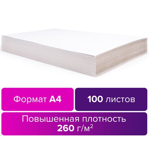Картон для подшивки документов А4, немелованный, 100 листов, 290 г/м2, BRAUBERG, 210×297 мм