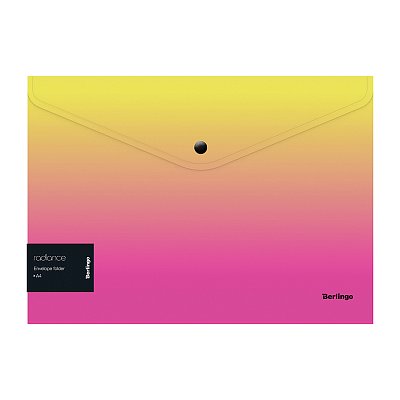 Папка-конверт на кнопке Berlingo «Radiance», 180мкм, желтый/розовый градиент, с рисунком