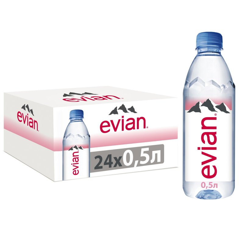 Вода минеральная Evian негазированная 0.5 литра (24 штуки в упаковке)