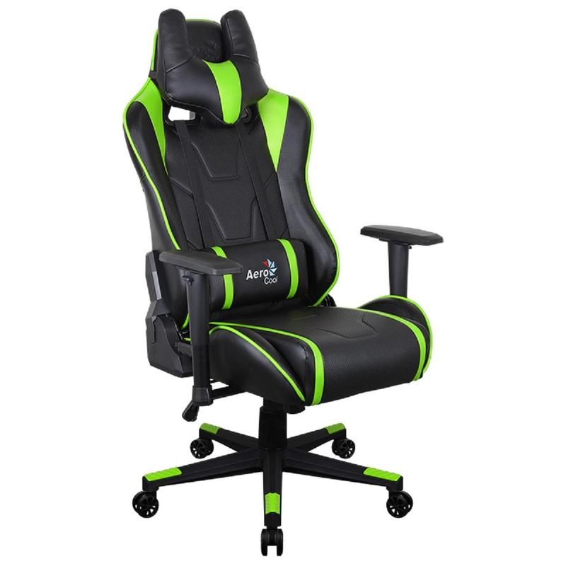 превью Кресло игровое Aerocool AC220 Air-BG зеленое/черное (искусственная кожа, металл)