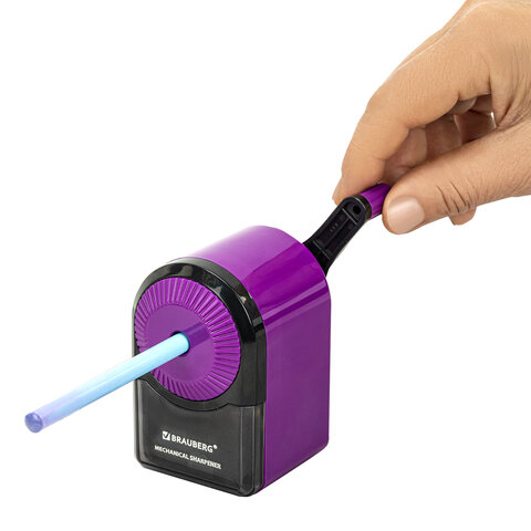 Точилка механическая BRAUBERG ULTRA для чернографитных и цветных карандашейкрепление к столуцвет корпуса сиреневый с черным271341