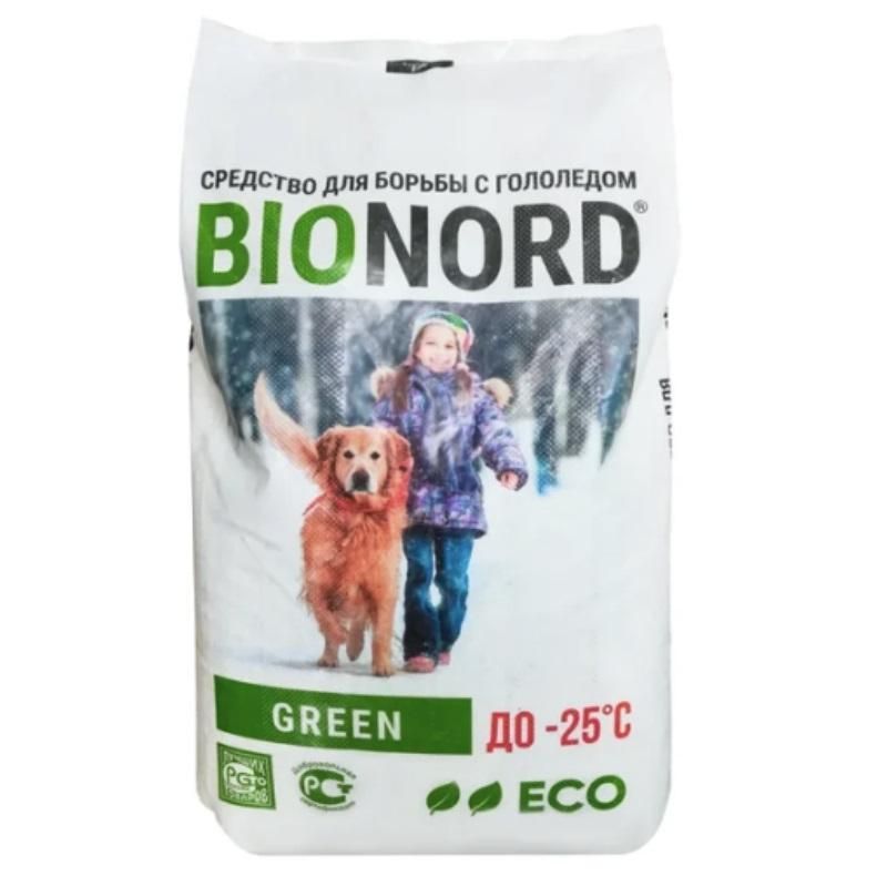 превью Реагент противогололедный Bionord Green соль+абразив до -25 С мешок 23 кг