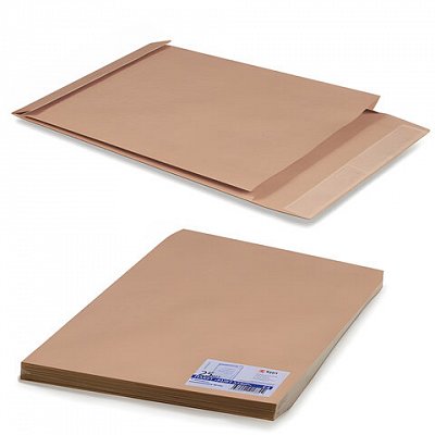 Конверт-пакеты Е4+ объемный (300×400×40 мм) до 300 листов, крафт-бумага, отрывная полоса, КОМПЛЕКТ 25 шт. 