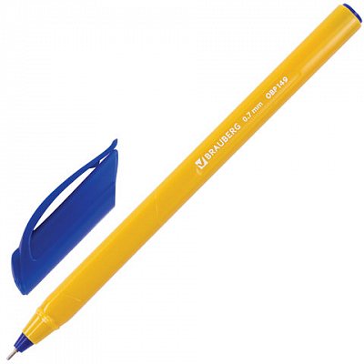 Ручка шариковая масляная BRAUBERG «Extra Glide Orange», СИНЯЯ, трехгранная, узел 0.7 мм, линия письма 0.35 мм