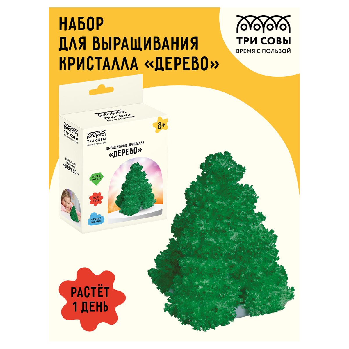 Набор для выращивания кристаллов ТРИ СОВЫ «Дерево», зеленый
