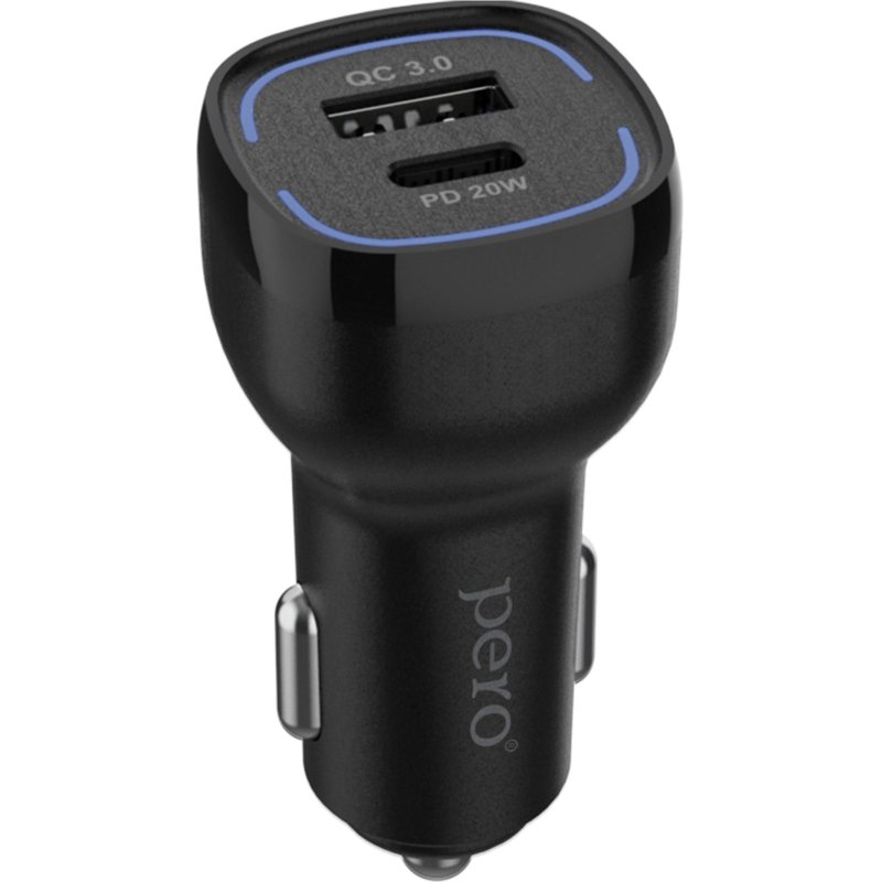 превью Зарядное устройство автомобильное PERO AC05 USB-A QC3.0/USB-C PD/38W/черное