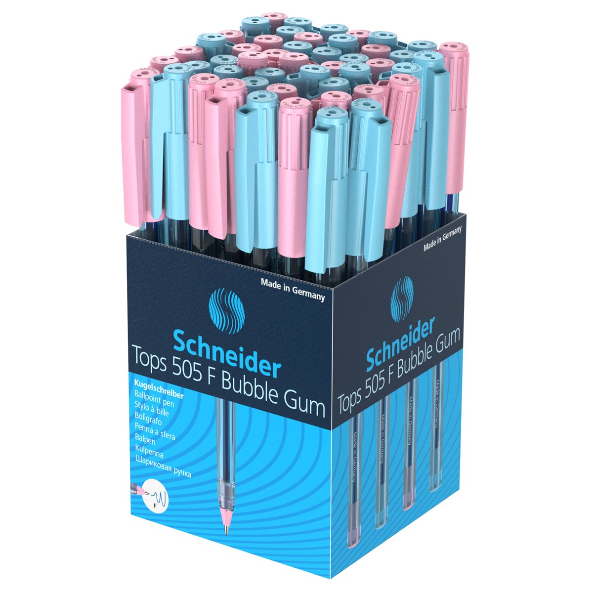 Ручка шариковая Schneider «Tops 505 F Bubble Gum» синяя, 0.8мм, прозрачный корпус
