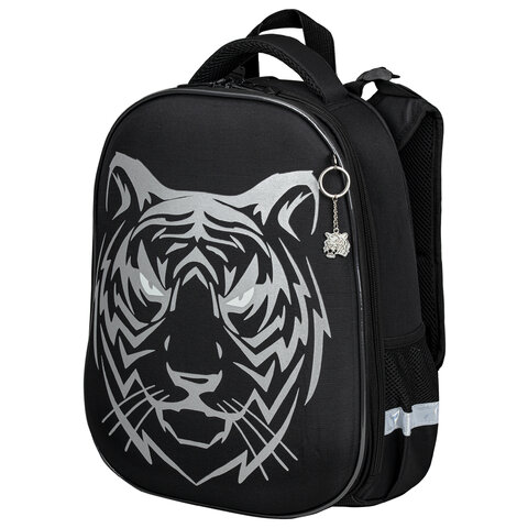 превью Ранец BRAUBERG SHINY, 2 отделения, «Tiger», СВЕТЯЩИЙСЯ РИСУНОК, 36×28х14 см