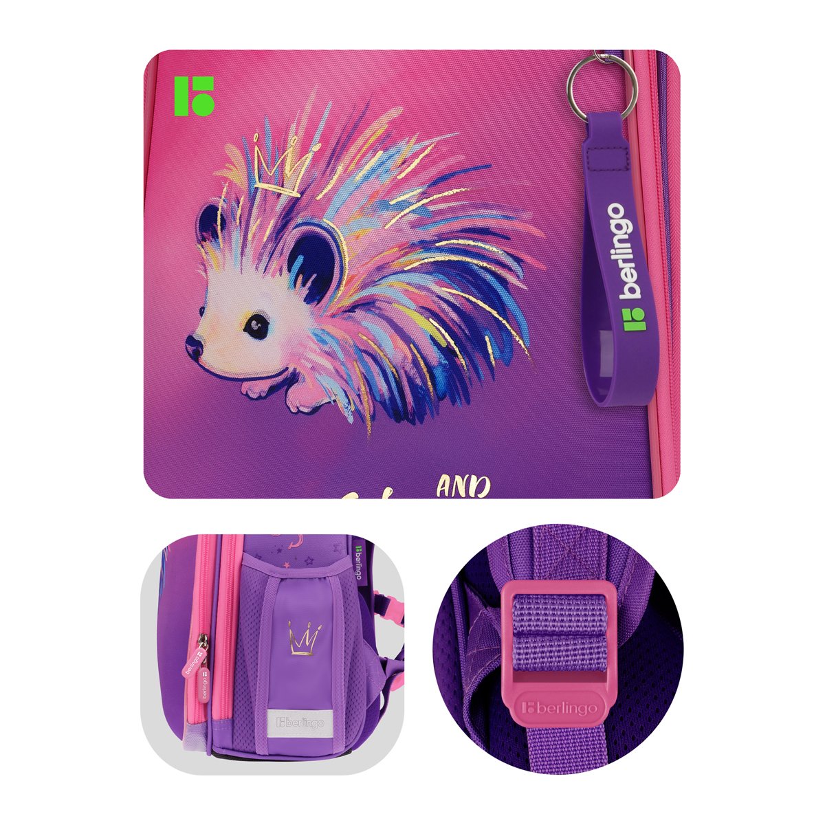 Ранец Berlingo Expert «Hedgehog» 37×28×16см, 2 отделения, 2 кармана, анатомическая спинка