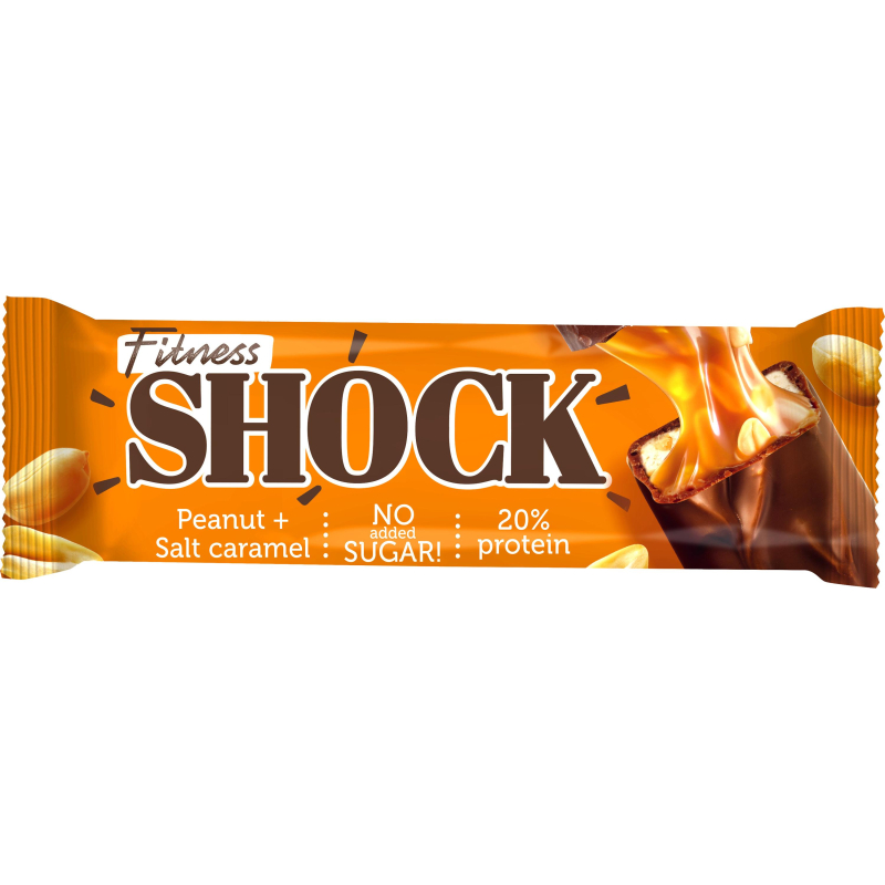 Батончик протеиновый FitnessSHOCK Соленая карамель-арахис 50г 12шт/уп