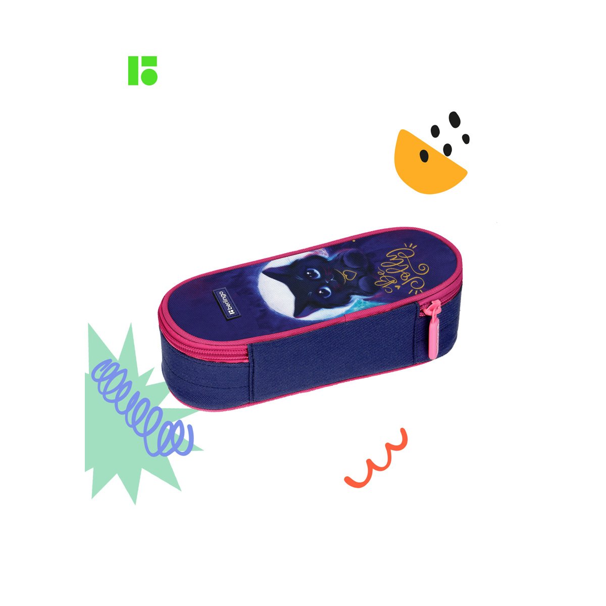 Пенал корпусный 1 отделение, 195×85×50 мм Berlingo «Jolly kitty», полиэстер