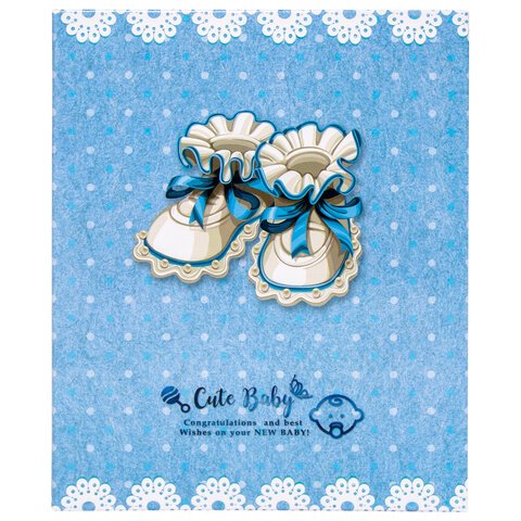 Фотоальбом BRAUBERG «Baby shoes» на 200 фото 10×15 смтвердая обложкатермосклейкаголубой39114