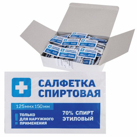 Спиртовые салфетки антисептические 125×150 мм КОМПЛЕКТ 250 шт. ГРАНИкороб
