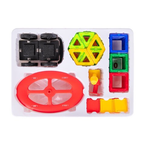 Магнитный конструктор MEGA MAGNETIC BLOCKS-79, с колесной базой и каруселью, BRAUBERG KIDS