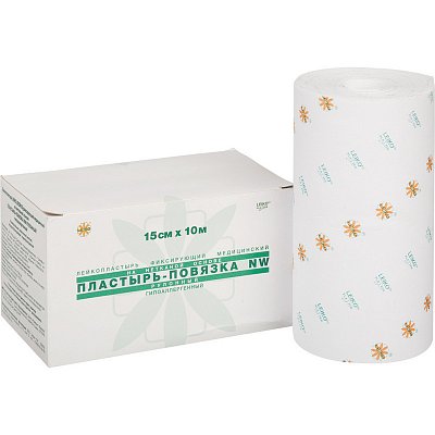 Пластырь-повязка фиксирующая Leiko Plaster 15×1000 см нетканевая основа