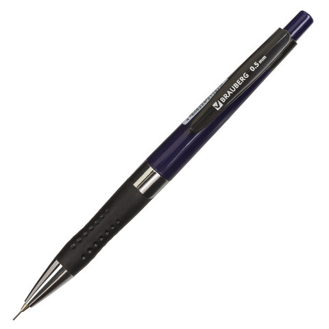 Карандаш механический BRAUBERG «Dash», корпус темно-синий, хромированные детали, грип, 0.5 мм, 181427