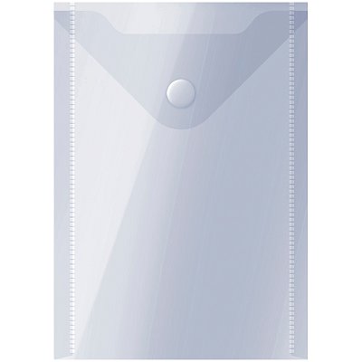 Папка-конверт на кнопке СТАММ А6 (105×148мм), 150мкм, пластик, прозрачная, бесцветная