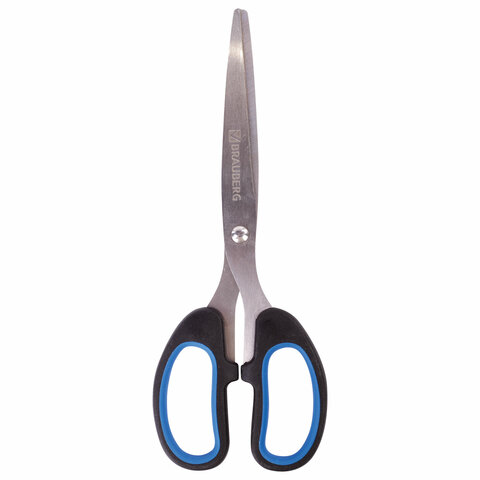 превью Ножницы BRAUBERG «Classic+», 185 мм, классической формы, резиновые вставки, черно-синие