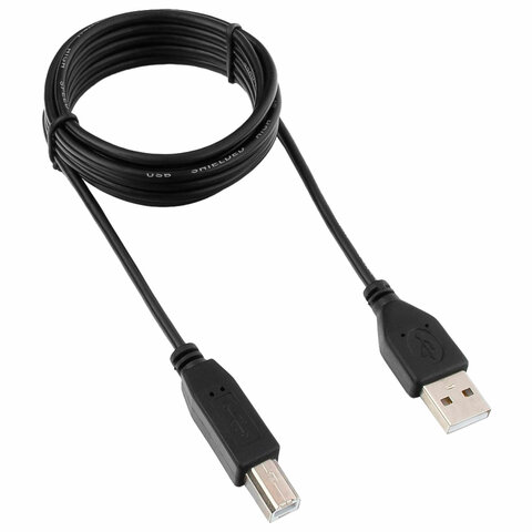 превью Кабель USB 2.0 AM-BM, 1.8 м, ГАРНИЗОН, медь, черный, пакет, GCC-USB2-AMBM-1.8M