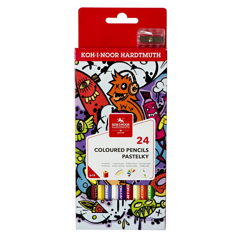 Карандаши цветные Koh-I-Noor Teenage 24 цвета шестигранные с точилкой