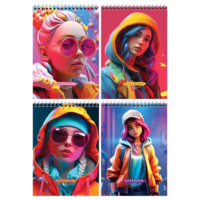 Блокнот А5 60л. на гребне BG «Important girl», твердая подложка