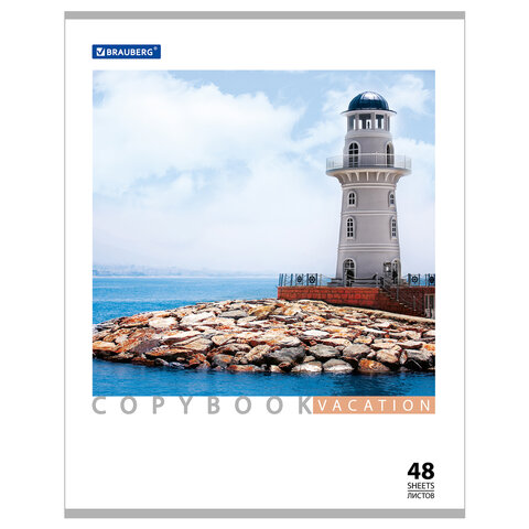 Тетрадь 48 л. BRAUBERG, клетка, обложка мелованный картон, «Vacation» («Каникулы»), 5 видов