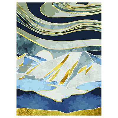 Картина по номерам на холсте ТРИ СОВЫ «Горы», 30×40, с поталью, акриловыми красками и кистями