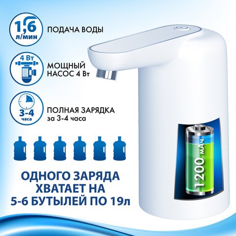 Помпа для воды электрическая с подсветкой SONNEN EWD161WG1.6 л/минАККУМУЛЯТОР455471