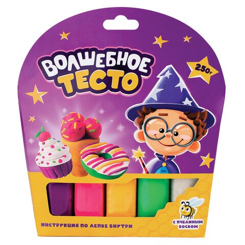 превью Набор для лепки «Волшебное тесто» 250 г, 5 цветов, ВОЛШЕБНЫЙ МИР
