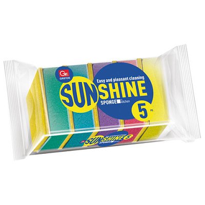 Губки для посуды 80×56х27 мм, КОМПЛЕКТ 5 шт., поролон/абразив, «Sunshine», GRIFON
