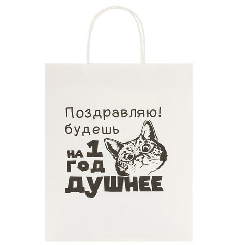 Пакет подарочный (1 штука) 26×13х32 см (L) «На год душнее», крафт, ЗОЛОТАЯ СКАЗКА