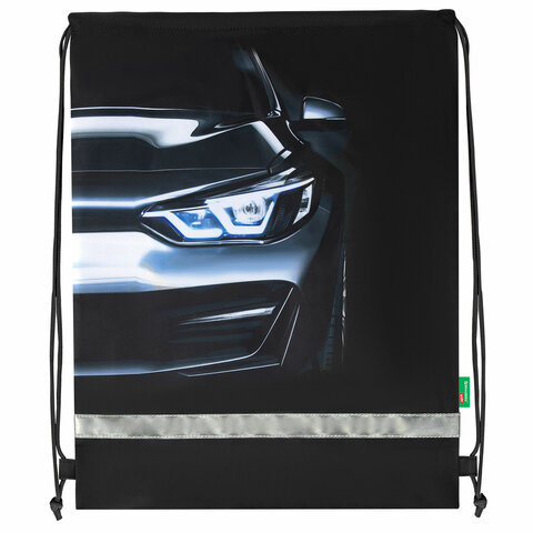 Мешок для обуви BRAUBERG KIDS, светоотражающая полоса, 46×36 см, Dark car