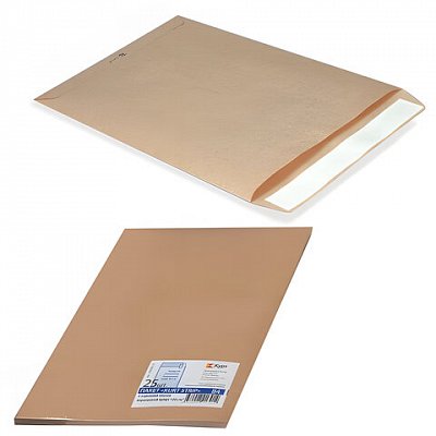 Конверт-пакеты С5 плоские (162×229 мм), до 90 листов, крафт-бумага, отрывная полоса, КОМПЛЕКТ 25 шт. 