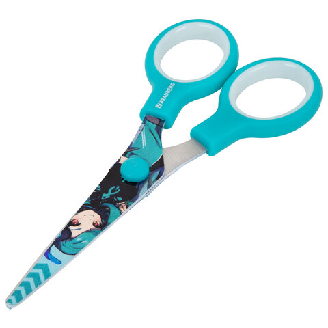 Ножницы 130 мм, мятные, с цветной печатью «Аниме», BRAUBERG ANIME