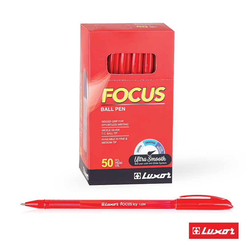 Ручка шариковая Luxor «Focus Icy» красная, 1.0мм