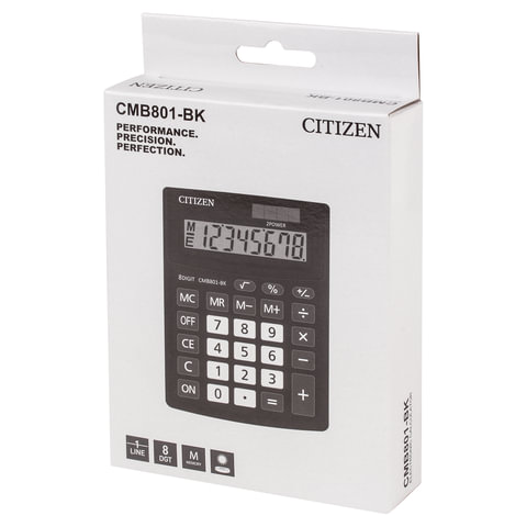 Калькулятор настольный CITIZEN BUSINESS LINE CMB801BK, МАЛЫЙ (136×100 мм), 8 разрядов, двойное питание