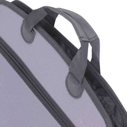Портфель-сумка пластиковый BRAUBERG А4+ (375×305×60 мм), 4 отделения, 2 кармана, серый, 228685