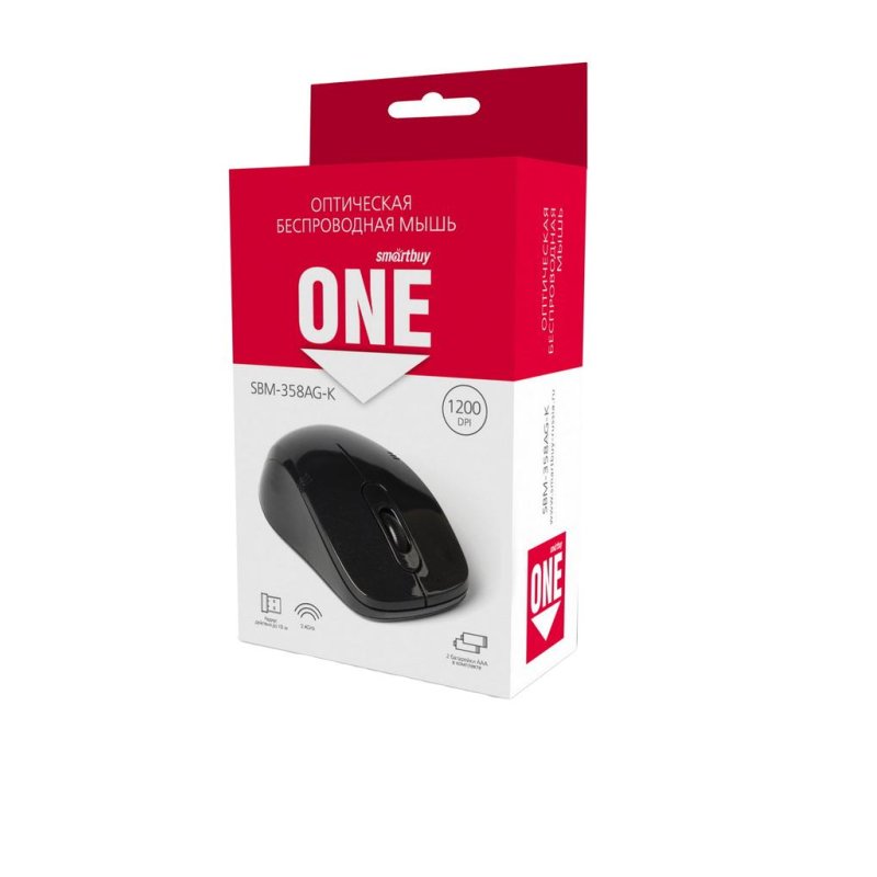 Мышь беспроводная Smartbuy ONE 358AG-K черный, 2btn+Roll